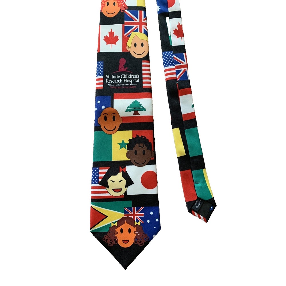 St. Jude Childrens Research Hospital Men Tie Children And World Flags Polyester